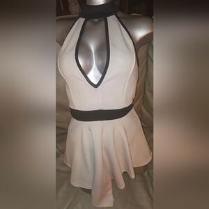 UK2LA Black & White Ladies Small Asymmetric Romper